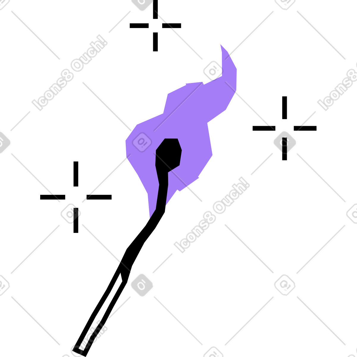Match with fire illustration in Amethyst style download in PNG, SVG