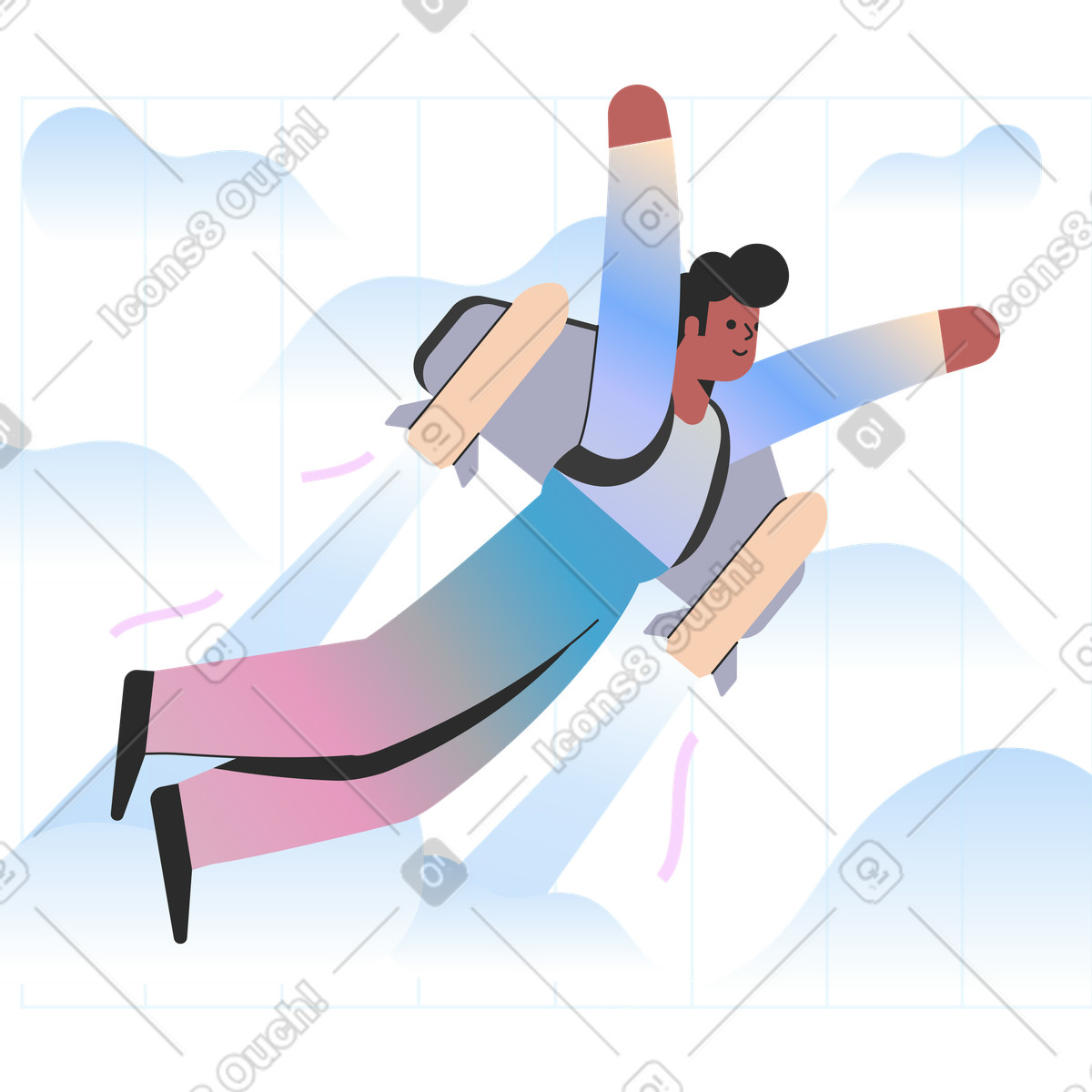 제트팩 비행 illustration in Marginalia style download in PNG, SVG