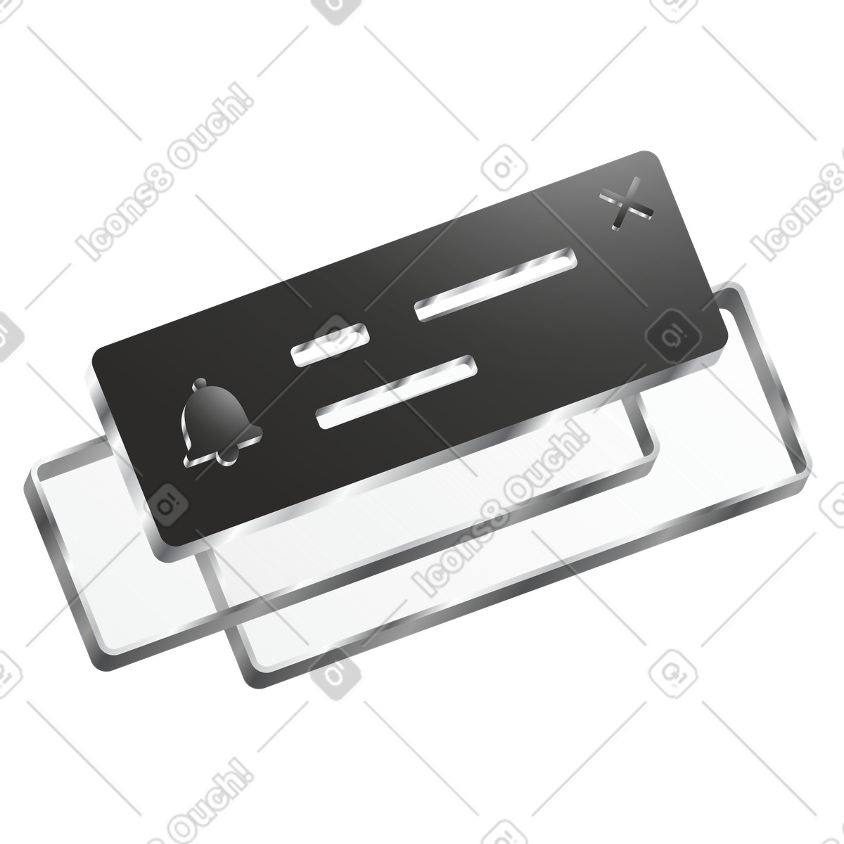 Notification pop-up with bell icon, App alert system illustration in Token style download in PNG, SVG
