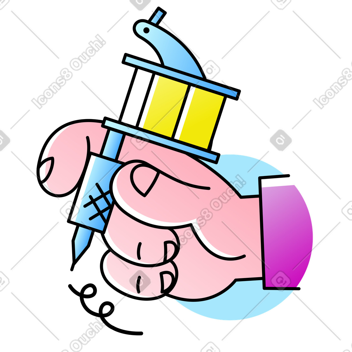 Ilustração de Mão com máquina tatuagem em no estilo Pocus para baixar em PNG, SVG