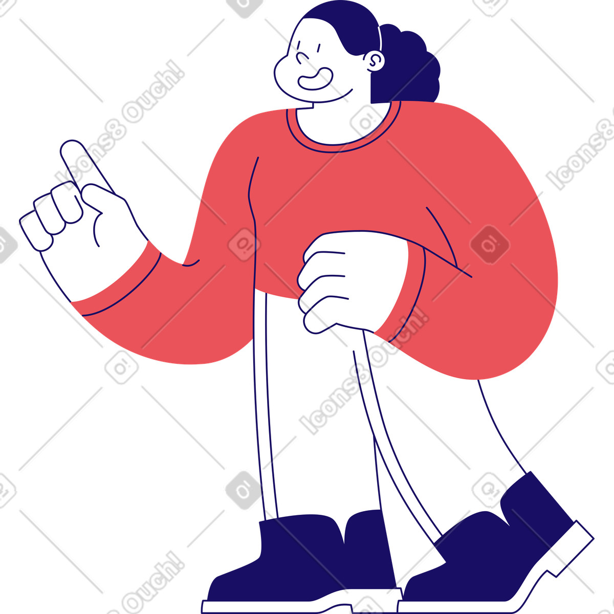 Illustration Femme pointant quelque part dans le style Bendy à télécharger aux formats PNG, SVG