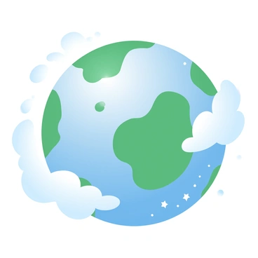 A view of Earth from space, highlighting the vibrant blue oceans and lush green continents. The oceans are reflecting light, creating a shimmering effect across the surface. The continents are scattered with variations of green, indicating forests and vegetation. Wisps of white clouds are gently swirling around, adding texture to the scene. The background is a deep, dark expanse of space, filled with scattered stars.