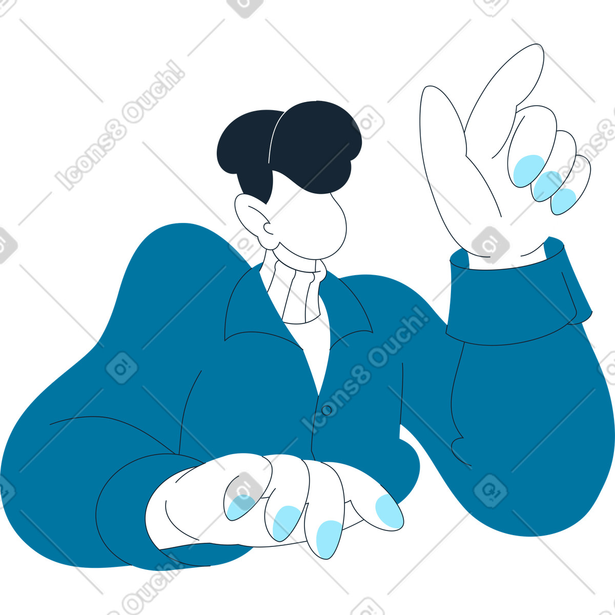 Ilustração de Homem apontando para algo torso em no estilo Indigo baixar em PNG, SVG