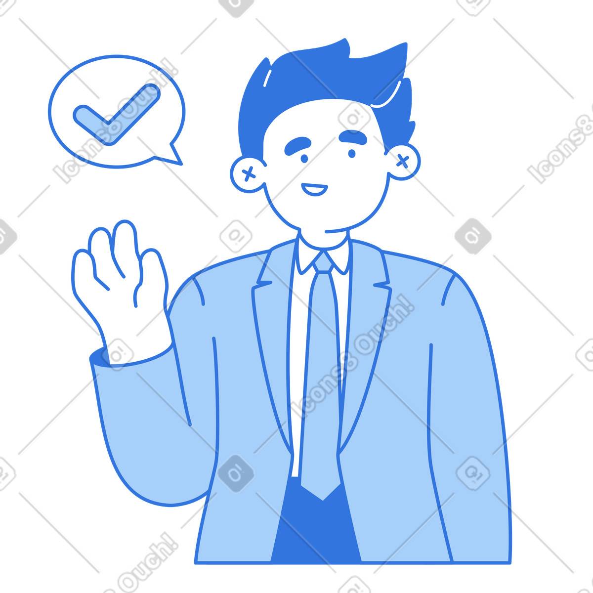 Smiling employee illustration expresses ambition, focusing on completing work on time with clipart graphics