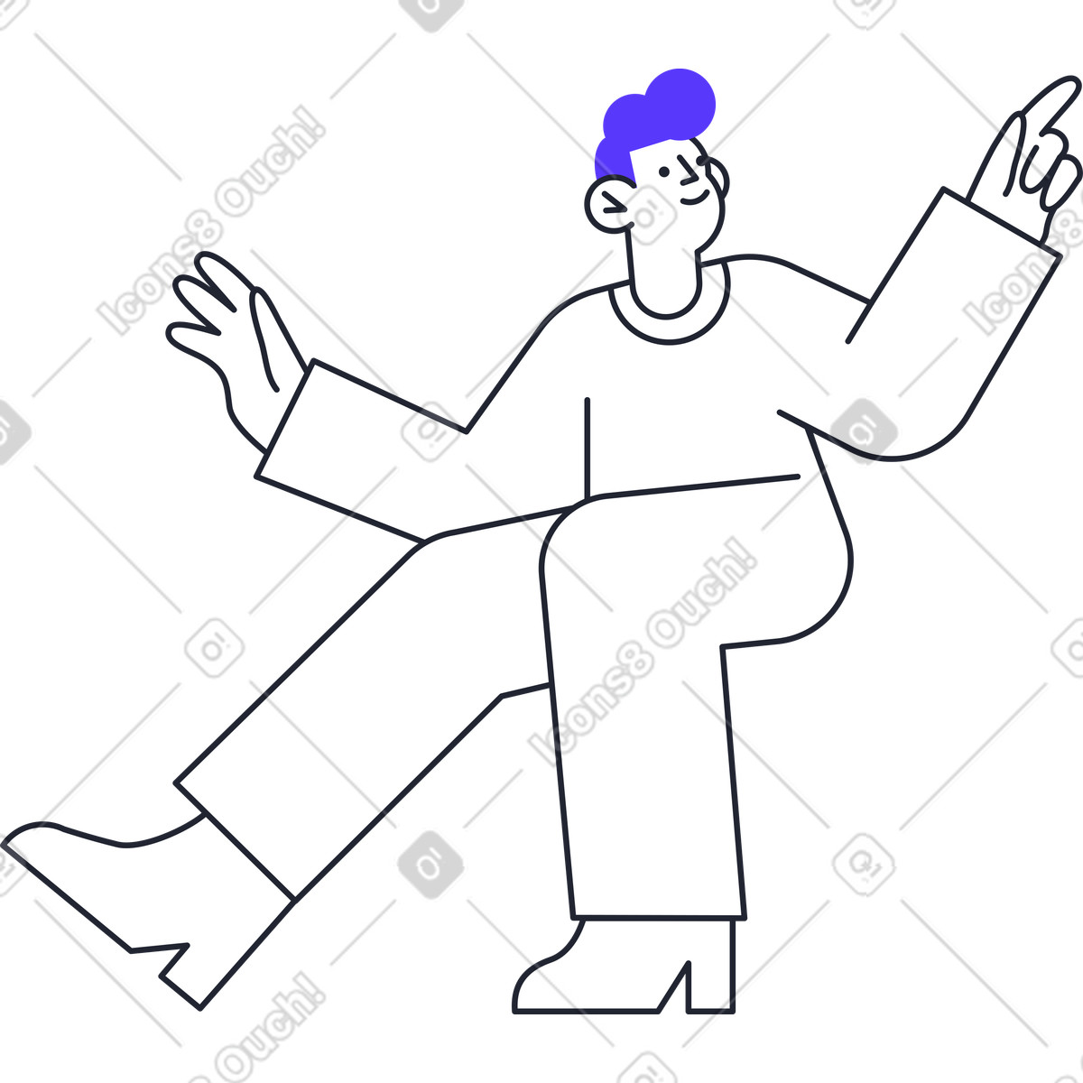 下载 Pablita 风格的 坐着举手的人 插画，支持 PNG、SVG 格式