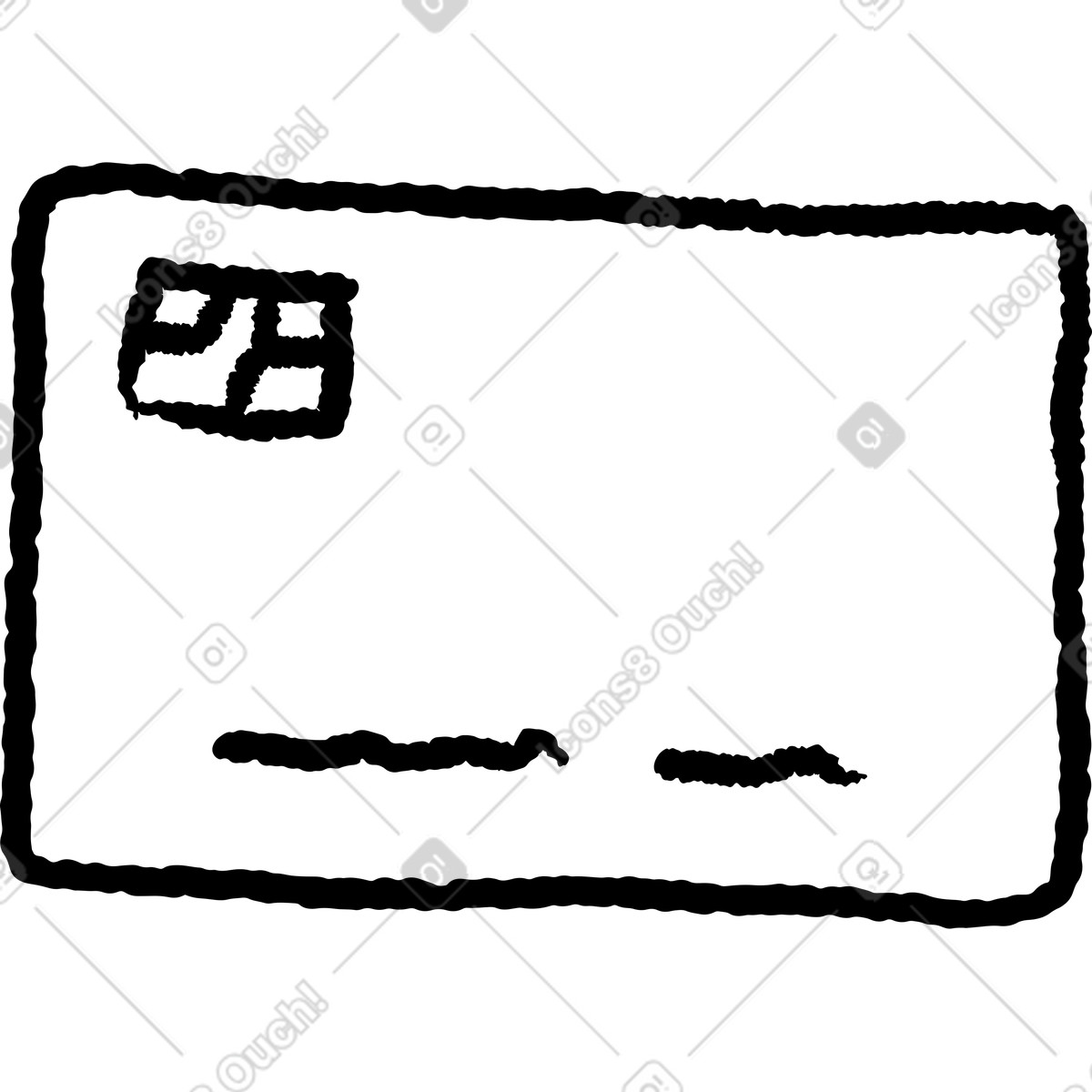 下载 Black Chalk 风格的 Credit card doodle with chip and signature line for payments 插画，支持 PNG、SVG 格式