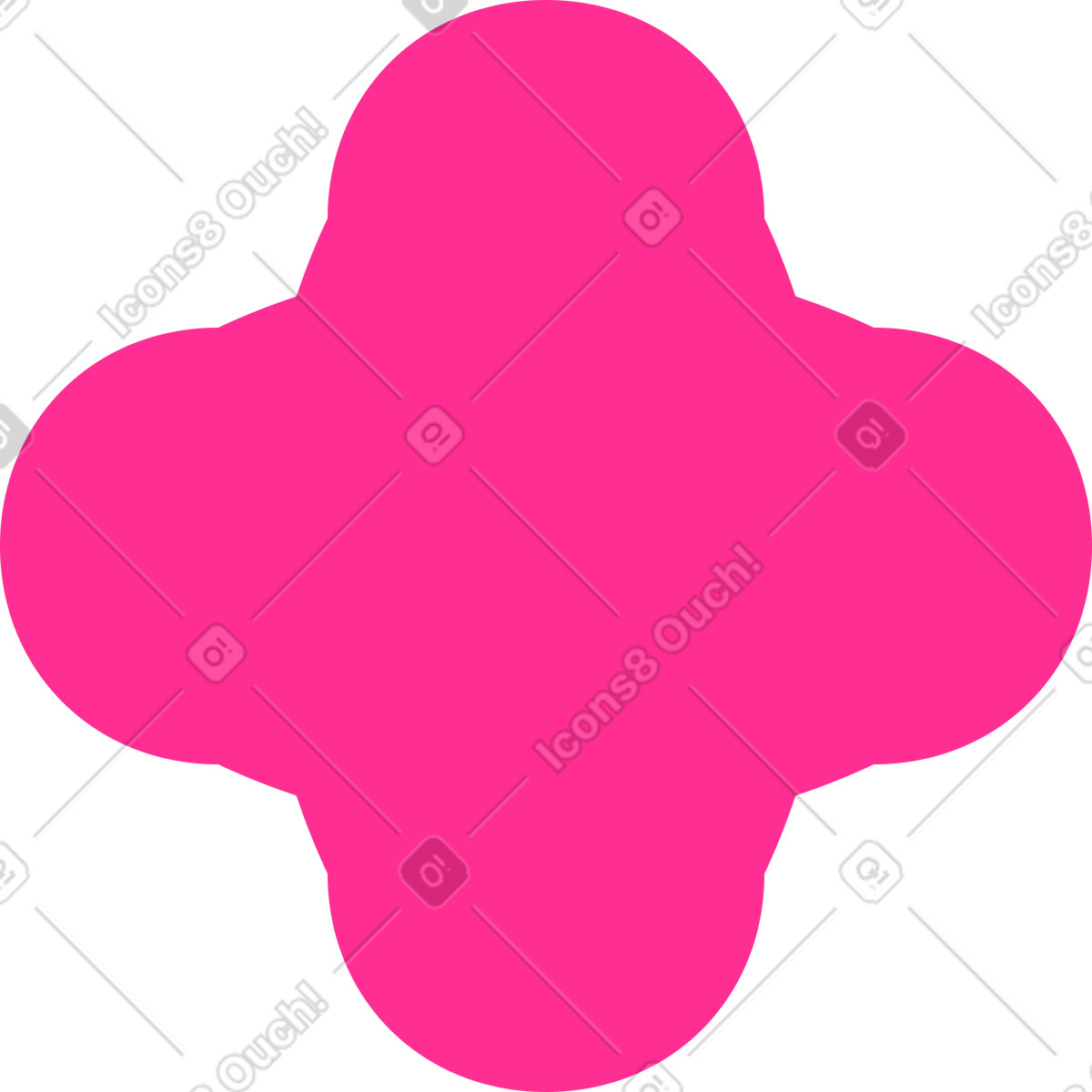 Magenta abstract clover shape icon with four petals illustration in Cyborg style download in PNG, SVG