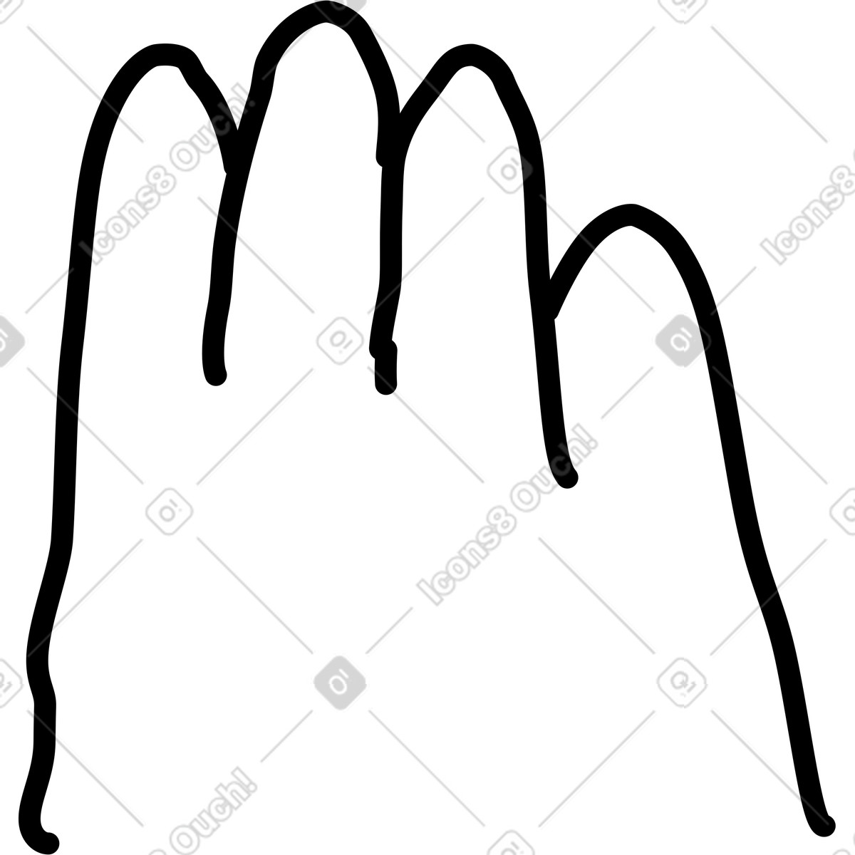 Rondy Stickers スタイルの Hand outline minimalist line drawing of open palm gesture のイラストをPNG、SVG形式でダウンロード