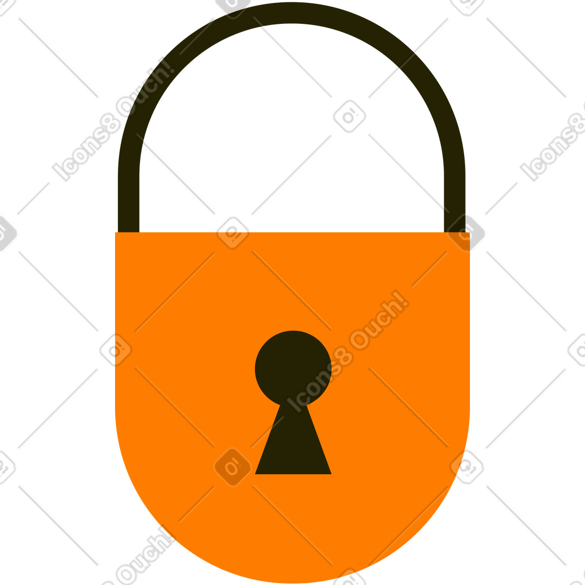 Orange lock illustration in Geom style download in PNG, SVG