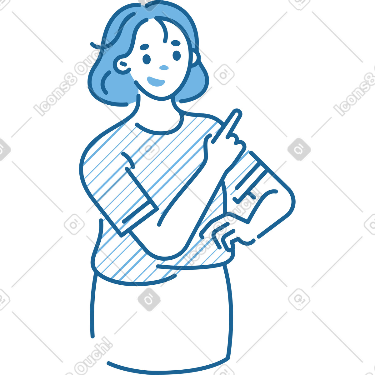 Ilustração de Mulher apontando para cima em no estilo Natty baixar em PNG, SVG