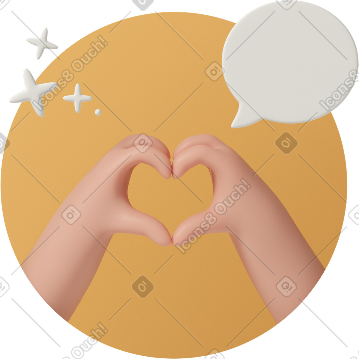 Heart shaped hands animierte Illustration im 3D Casual life-Stil als Download in GIF, Lottie (JSON), AE