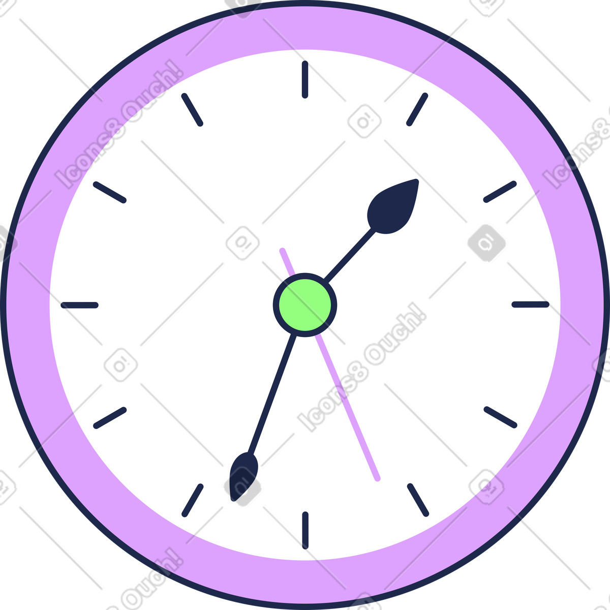 Clock face illustration in Outline style download in PNG, SVG