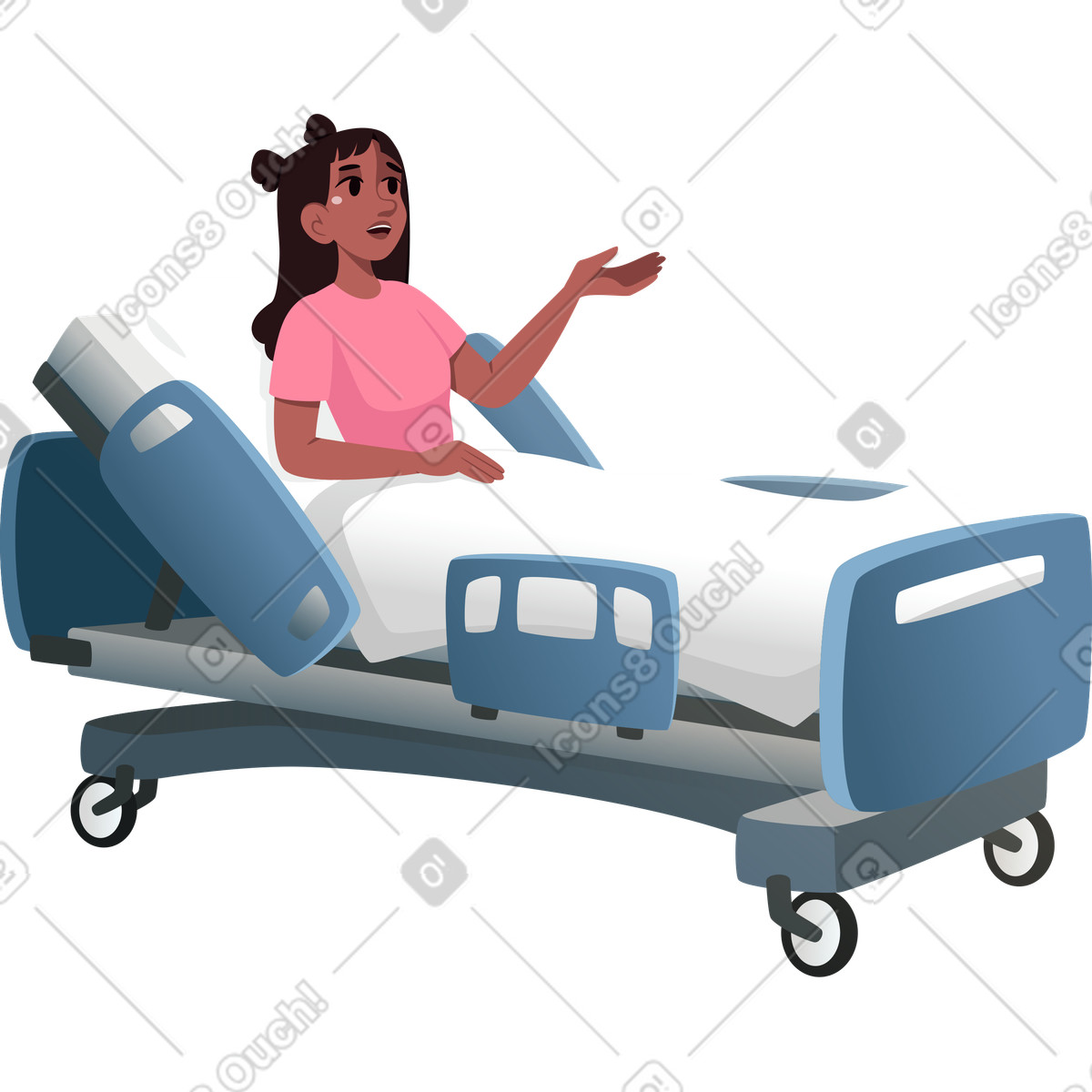 Patient in bed illustration Vivid style download PNG, SVG