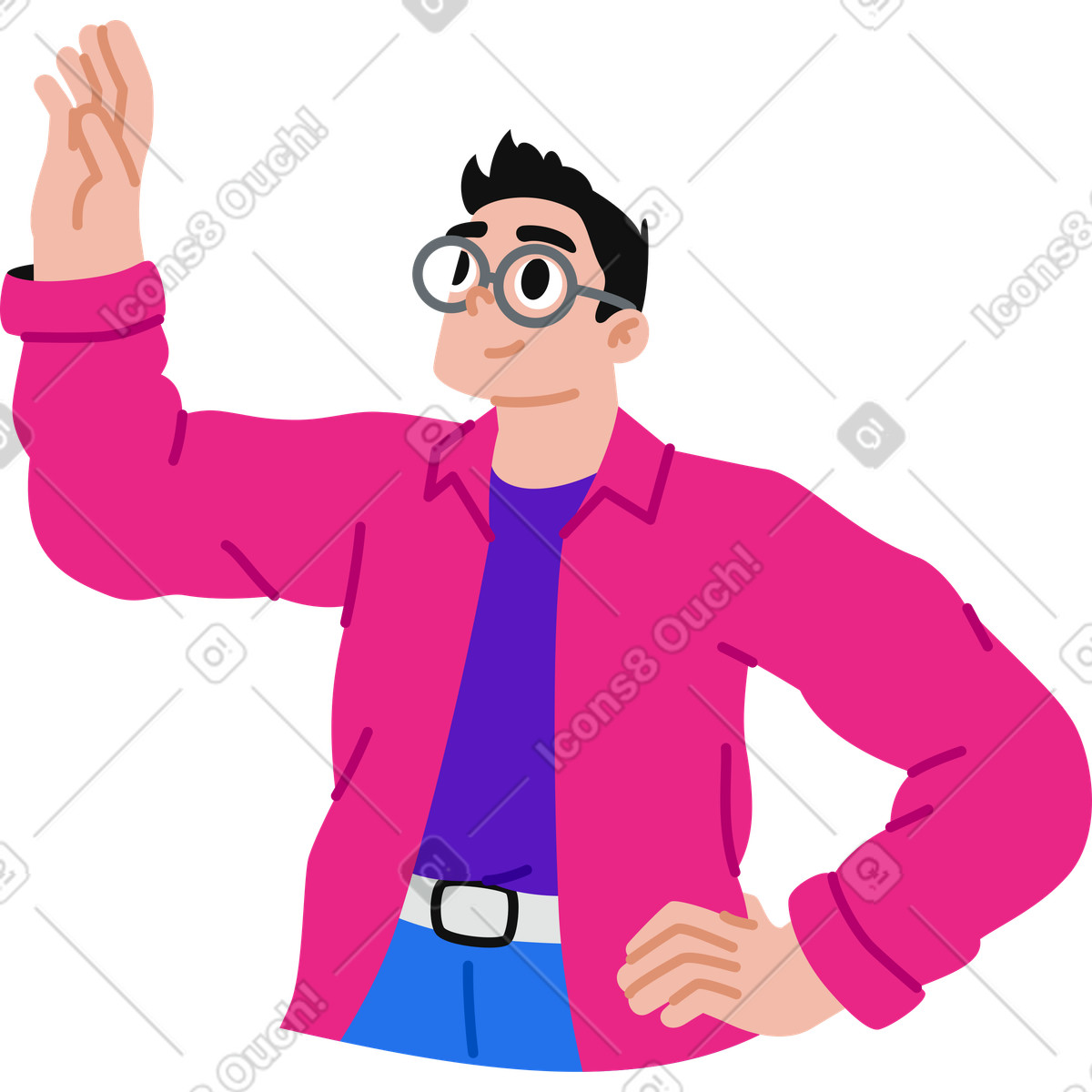 Young man reaching his hand up illustration in Active style download in PNG, SVG