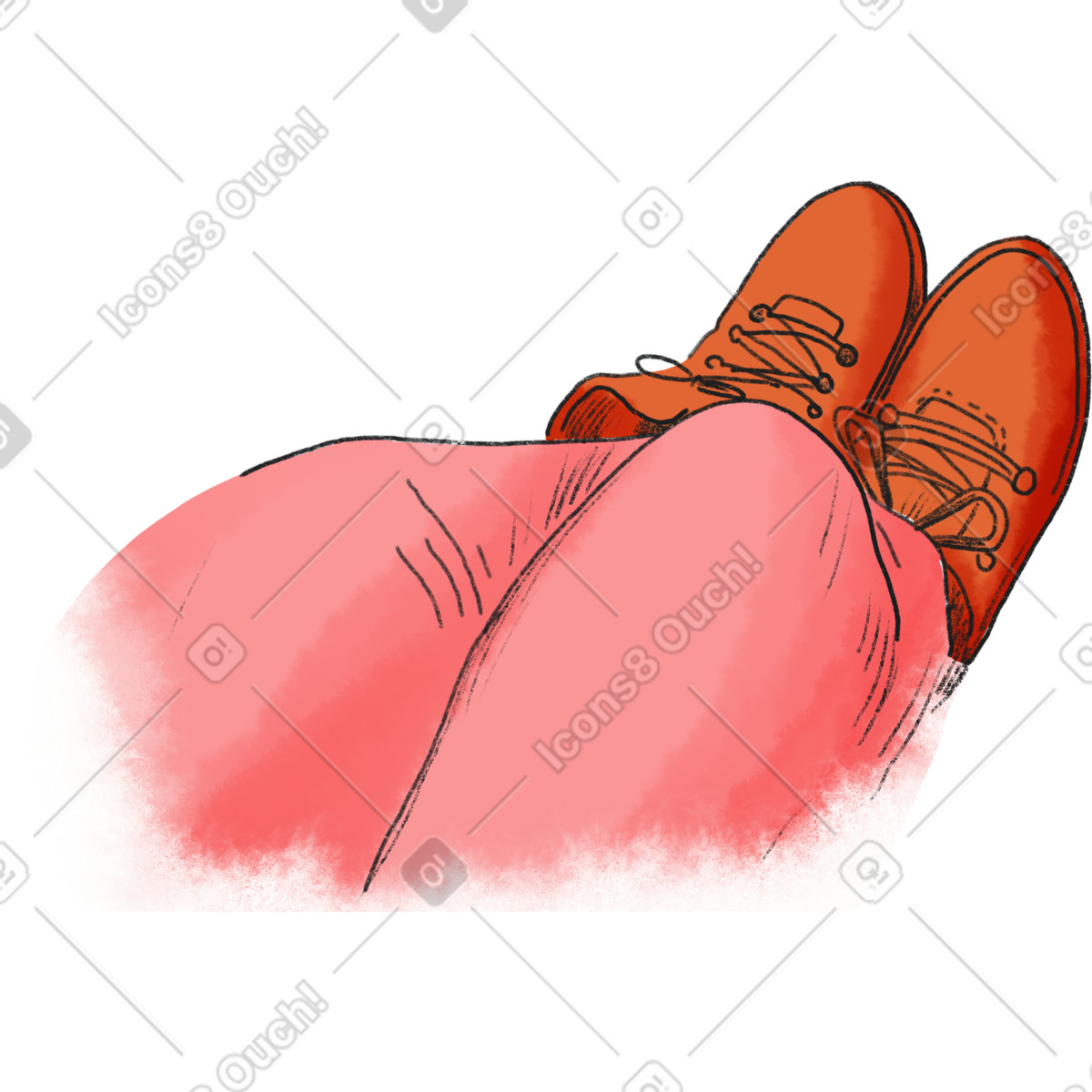 Ilustração de Top view of legs in pink pants and red shoes em no estilo Moments para baixar em PNG, SVG