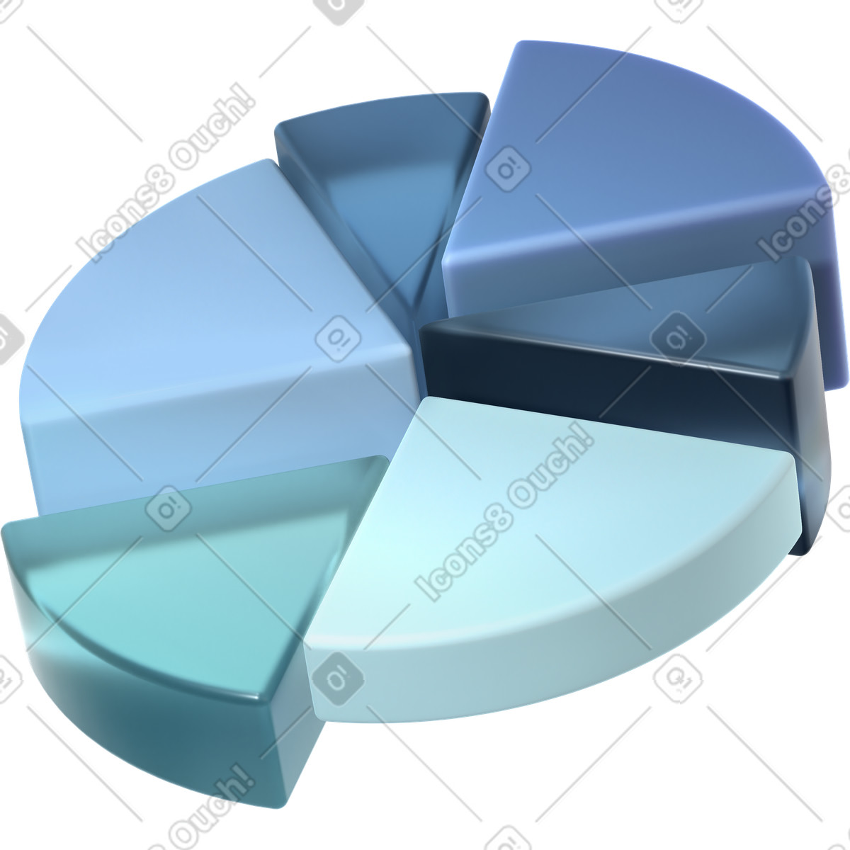 Ilustración Gráfico circular monocromo en estilo 3D Glassy a descargar en PNG y SVG