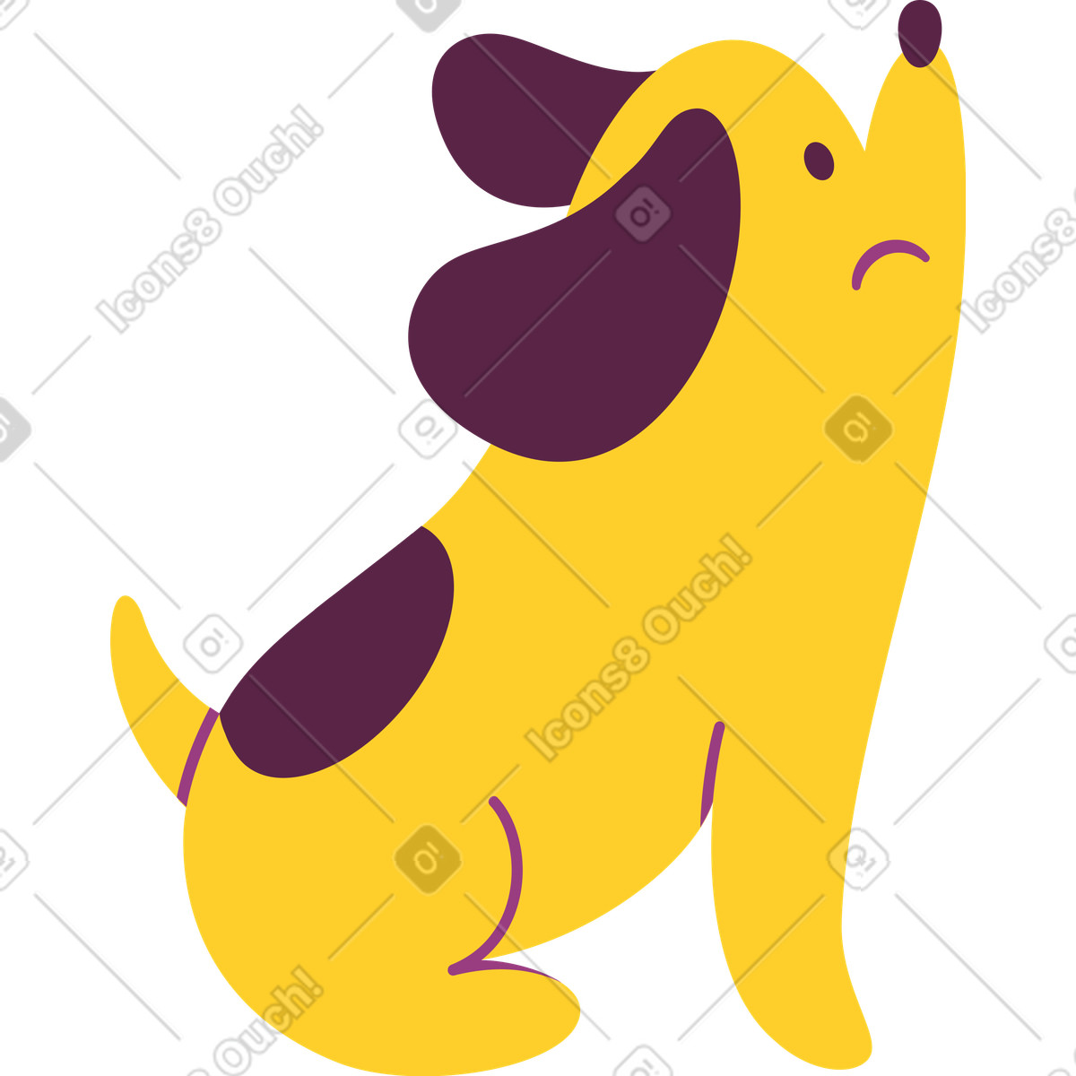 Seduto cane triste illustrazione in stile Sammy scarica in PNG, SVG