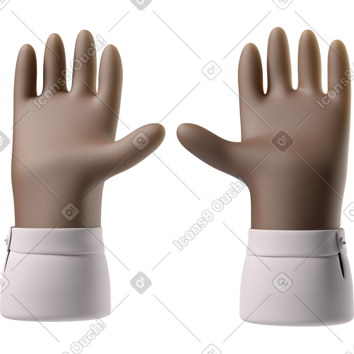Illustration Mains de peau noire levées dans le style 3D Hands Fun&Wild à télécharger aux formats PNG, SVG