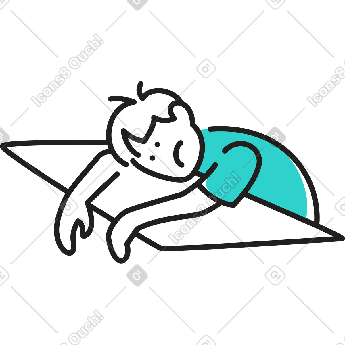 Illustration Homme triste allongé sur une table dans le style Little à télécharger aux formats PNG, SVG