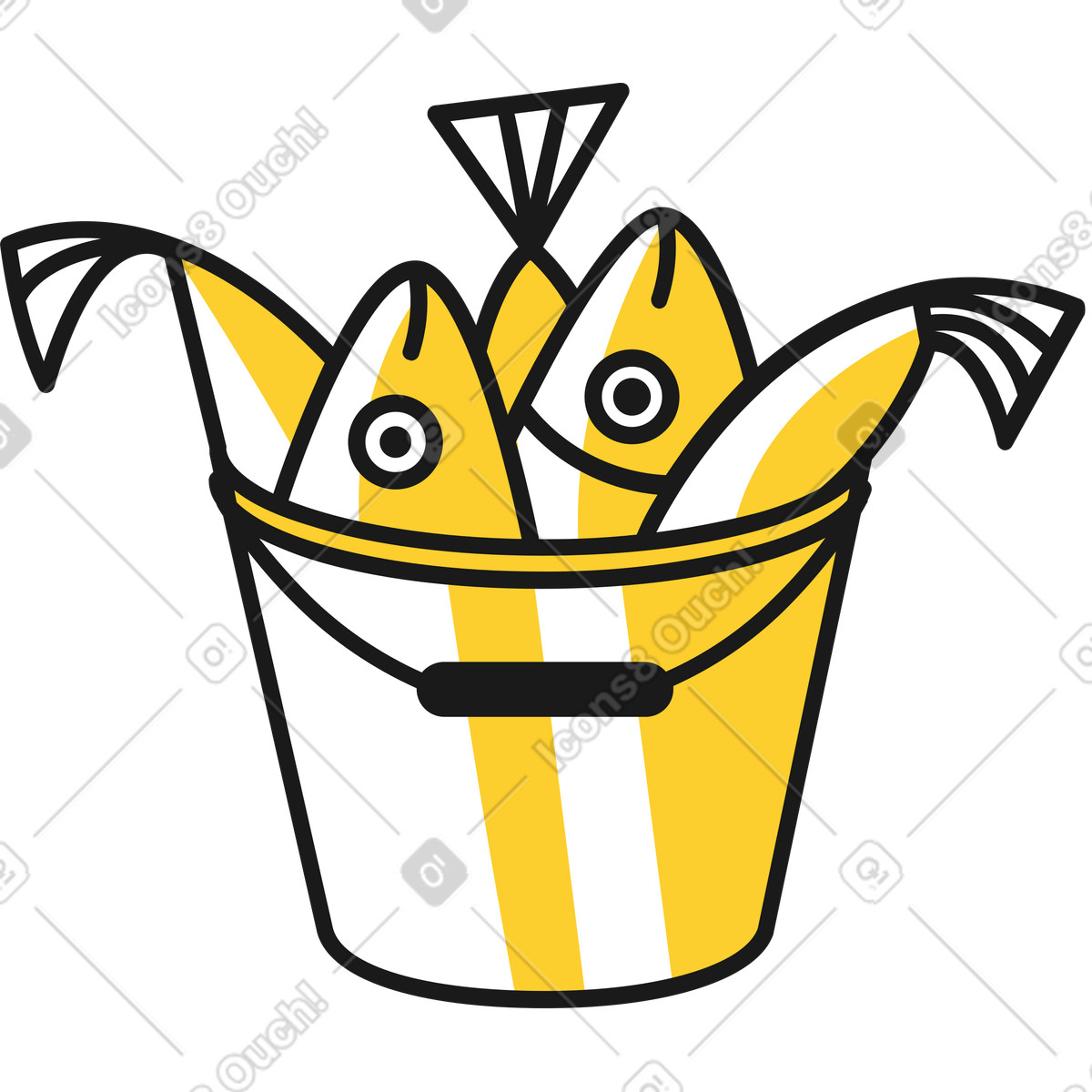 Taxi スタイルの バケツの魚 のイラストをPNG、SVG形式でダウンロード