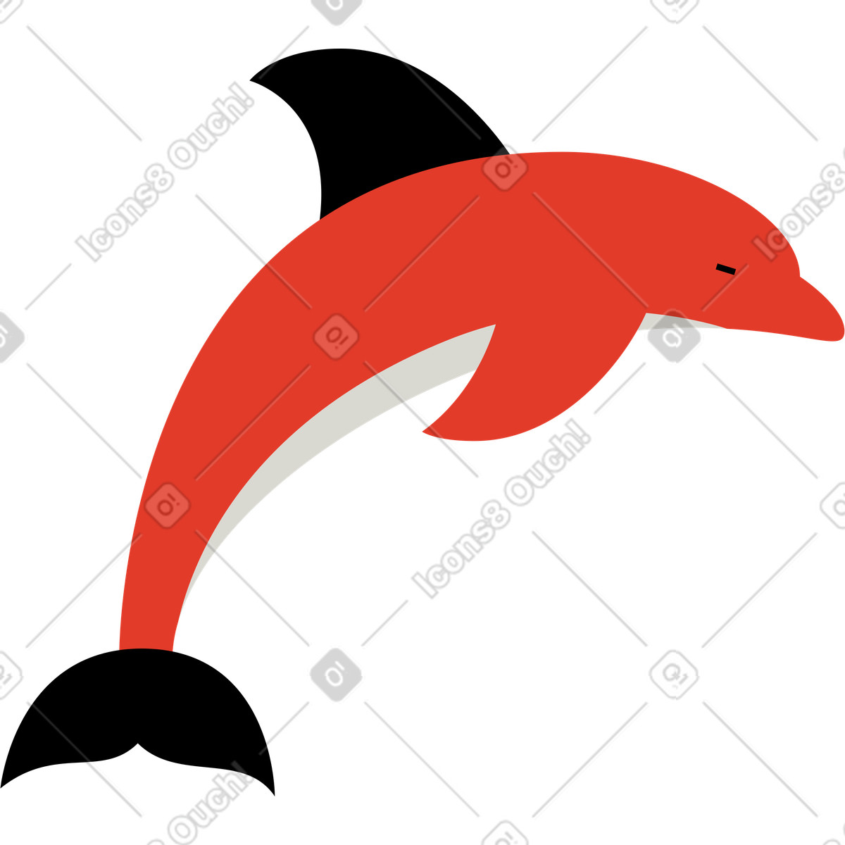 Dolphin illustration in Burgundy style download in PNG, SVG