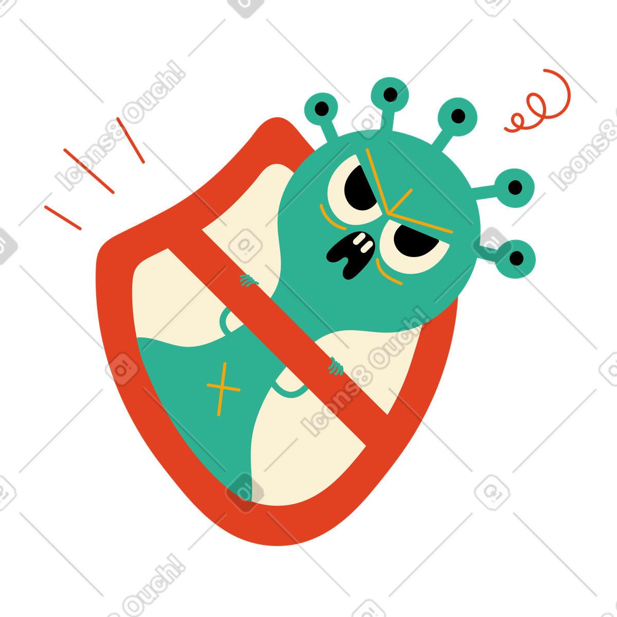 Jelly スタイルの Monster security shield のイラストをPNG、SVG形式でダウンロード