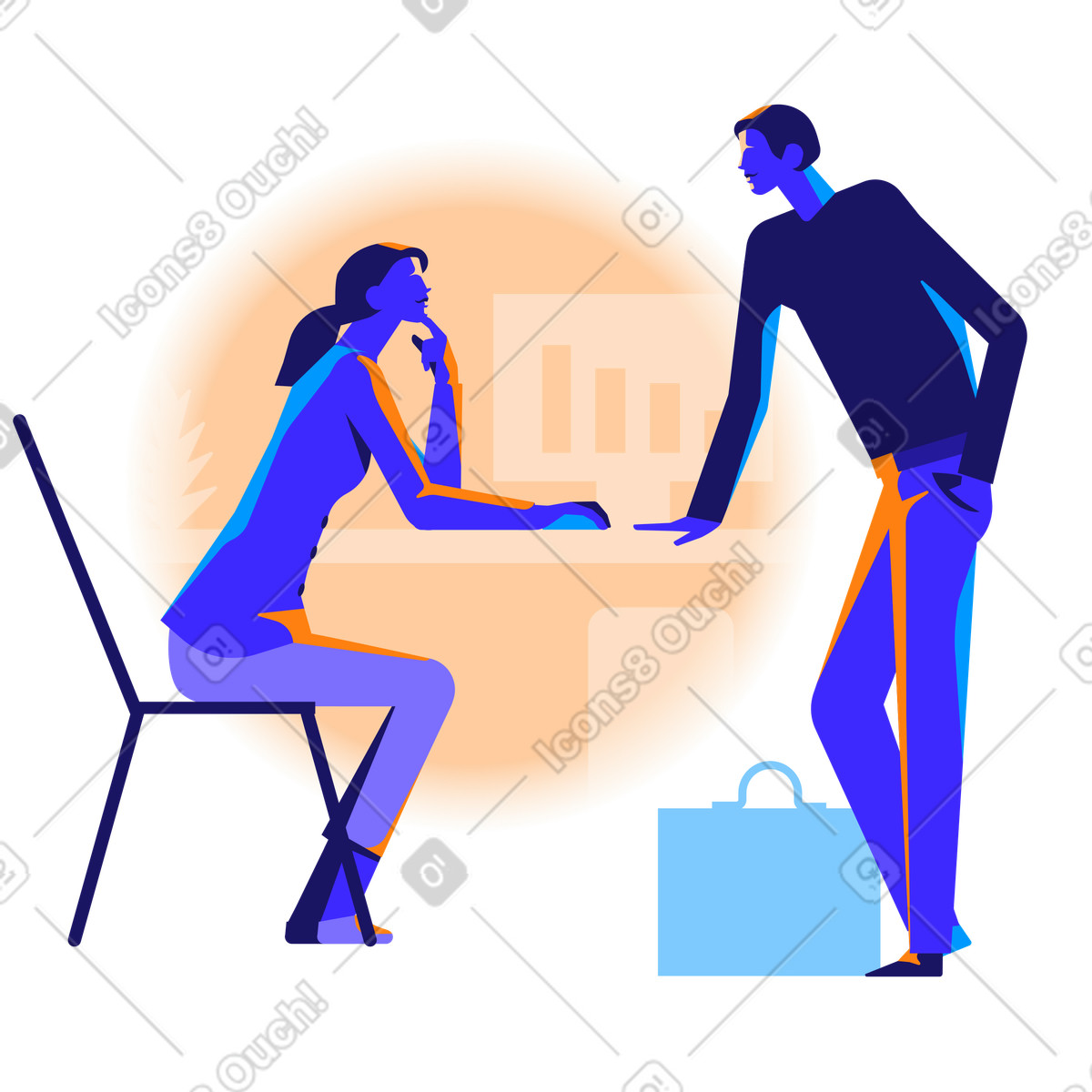 Colleagues discussing work issues illustration in Worky style download in PNG, SVG