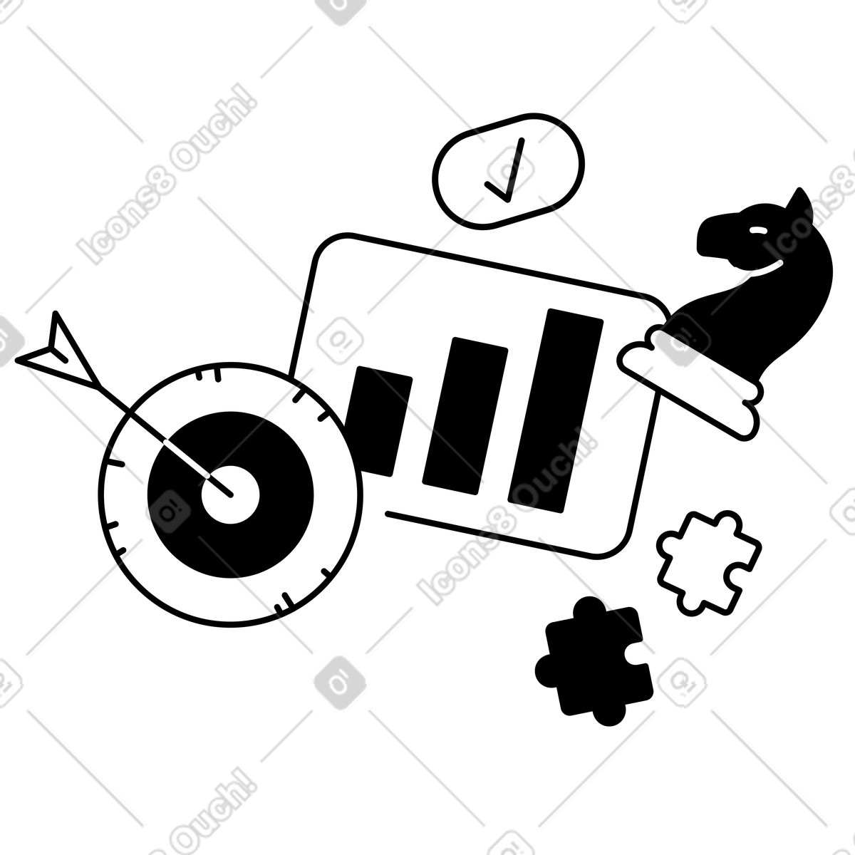 Ilustração de Arrow hitting target and chart, Business metrics success strategy em no estilo Weekday para baixar em PNG, SVG