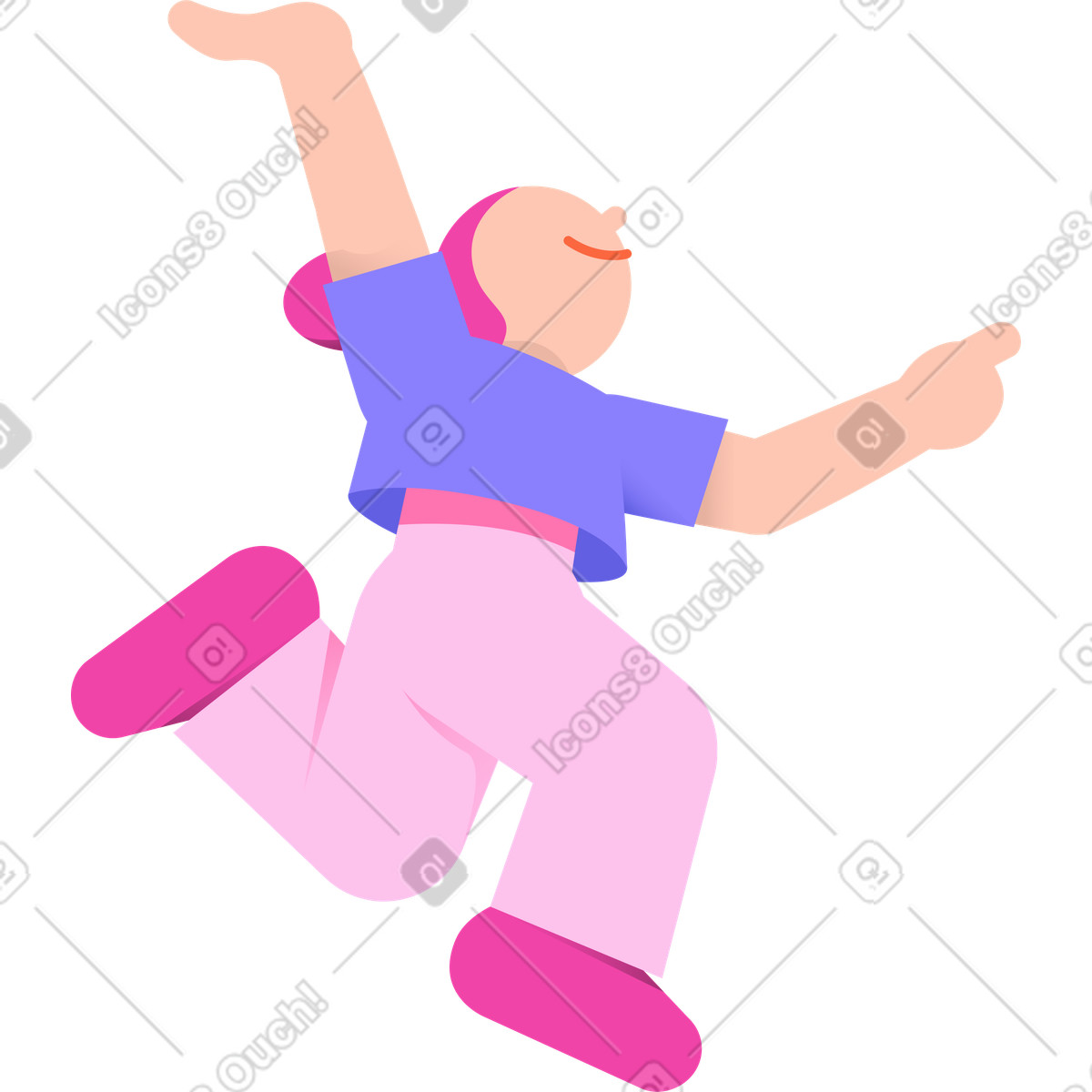 Ilustración Mujer joven saltando en estilo 8bit a descargar en PNG y SVG