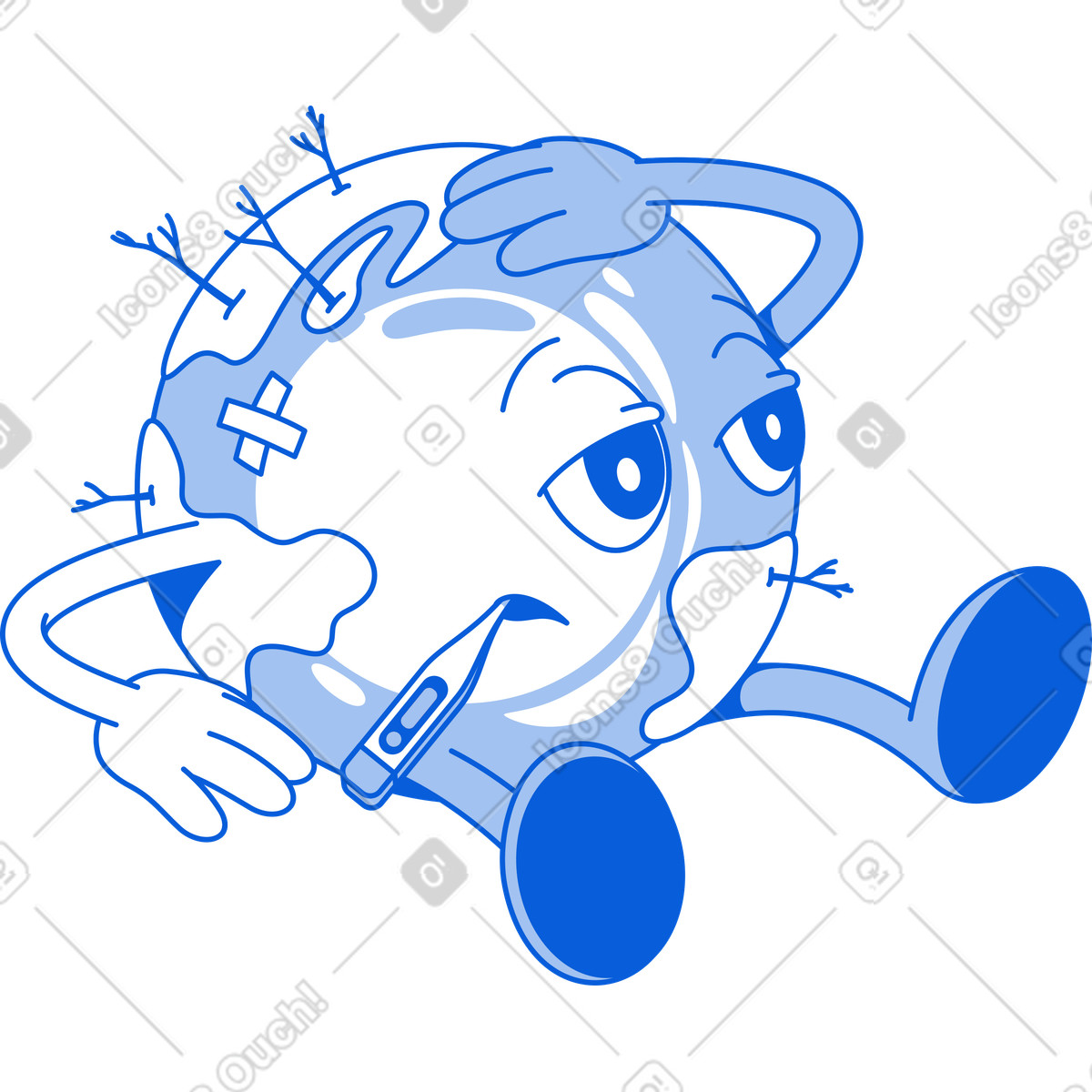 Die erde hat umweltprobleme satt-Illustration im Handy Line-Stil als Download in PNG, SVG