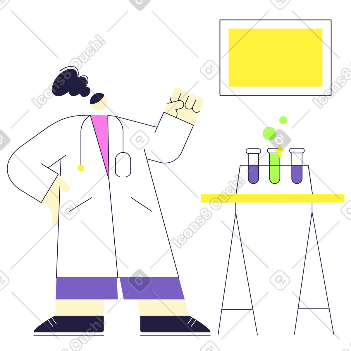 Mellow スタイルの 研究室で新薬を作る科学者 のイラストをPNG、SVG形式でダウンロード