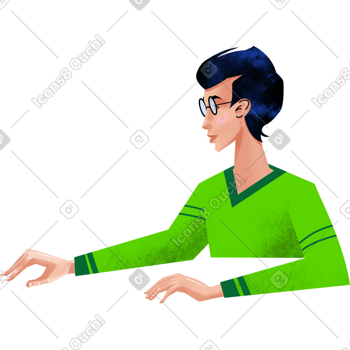 Ilustração de Man in the green sweater em no estilo Flare para baixar em PNG, SVG