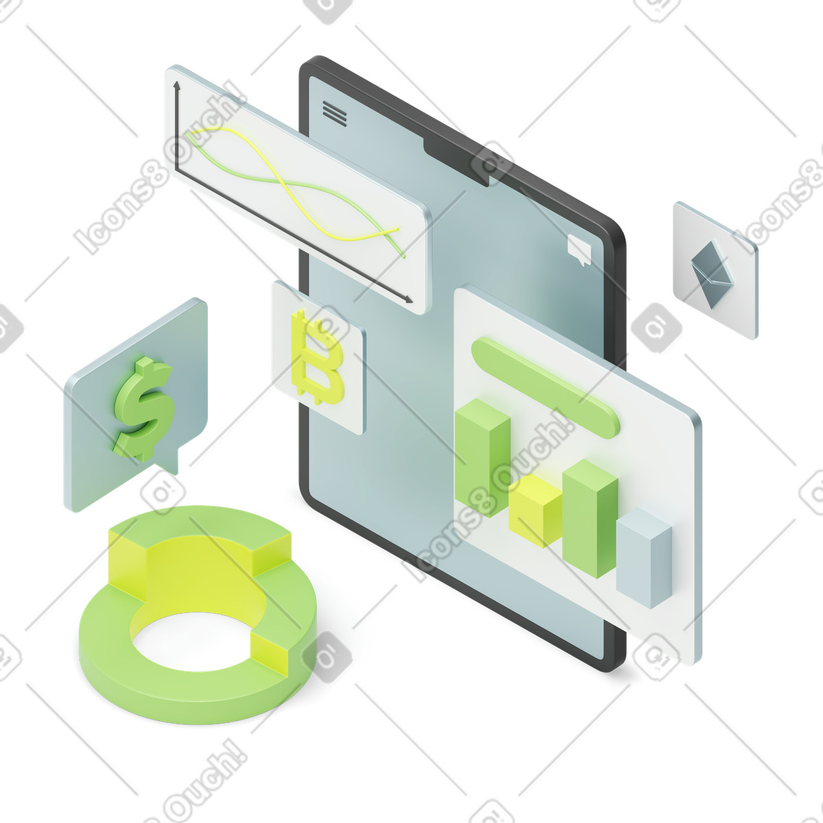 Interactive graphs for financial analysis animated illustration in GIF, Lottie (JSON), AE