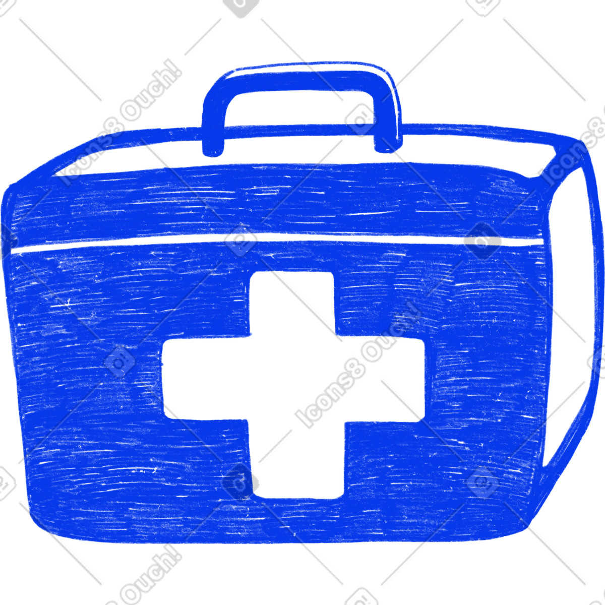 Blaue tasche mit medikamenten-Illustration im Biro-Stil als Download in PNG, SVG