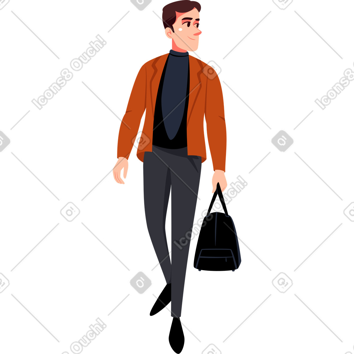 Ilustración Hombre con un bolso en estilo Vivid a descargar en PNG y SVG