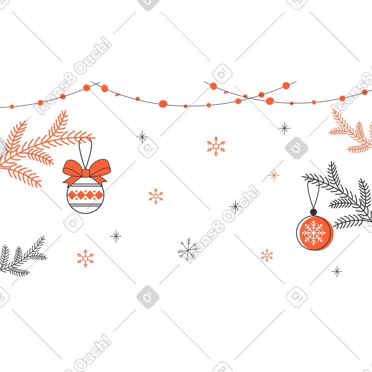 Christmas background with pine tree branches illustration in Crayon style download in PNG, SVG