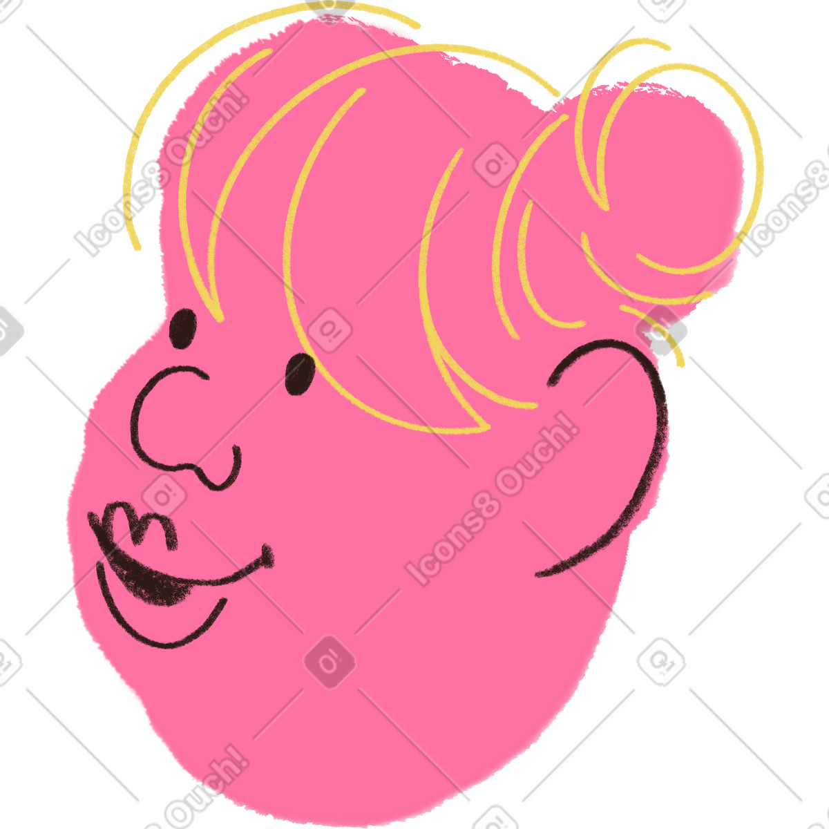 Woman with buns illustration in Blobby style download in PNG, SVG