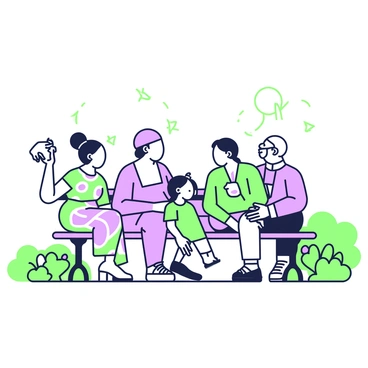 A park bench where people from various cultures sit and share stories