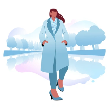 A stylish woman wearing a fashionable outfit while strolling along the Seine River.