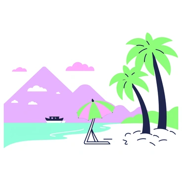 A serene tropical beach with white sand and turquoise waters