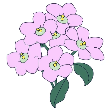 A cluster of fig blossoms with soft pink petals, each petal slightly curled at the edges. The blossoms have a light green center, surrounded by tiny, yellow stamens. The flowers are set against a simple light background, emphasizing their delicate structure and the fine texture of the petals. Some leaves with a deep green color are gently placed around the blossoms, adding contrast to the composition.