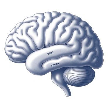 A cross-section of the human brain showing different lobes labeled with vibrant colors