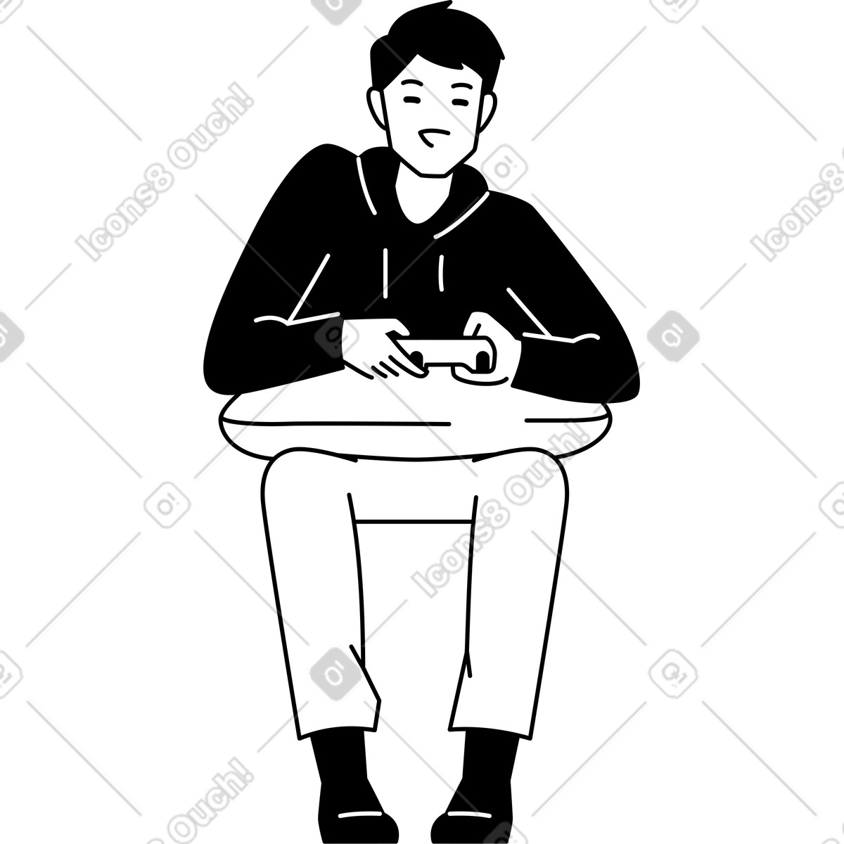 Young man with a gamepad illustration in Weekday style download in PNG, SVG