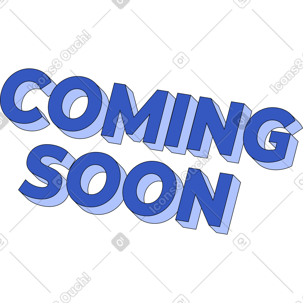 Lettering coming soon text illustration in Techny style download in PNG, SVG