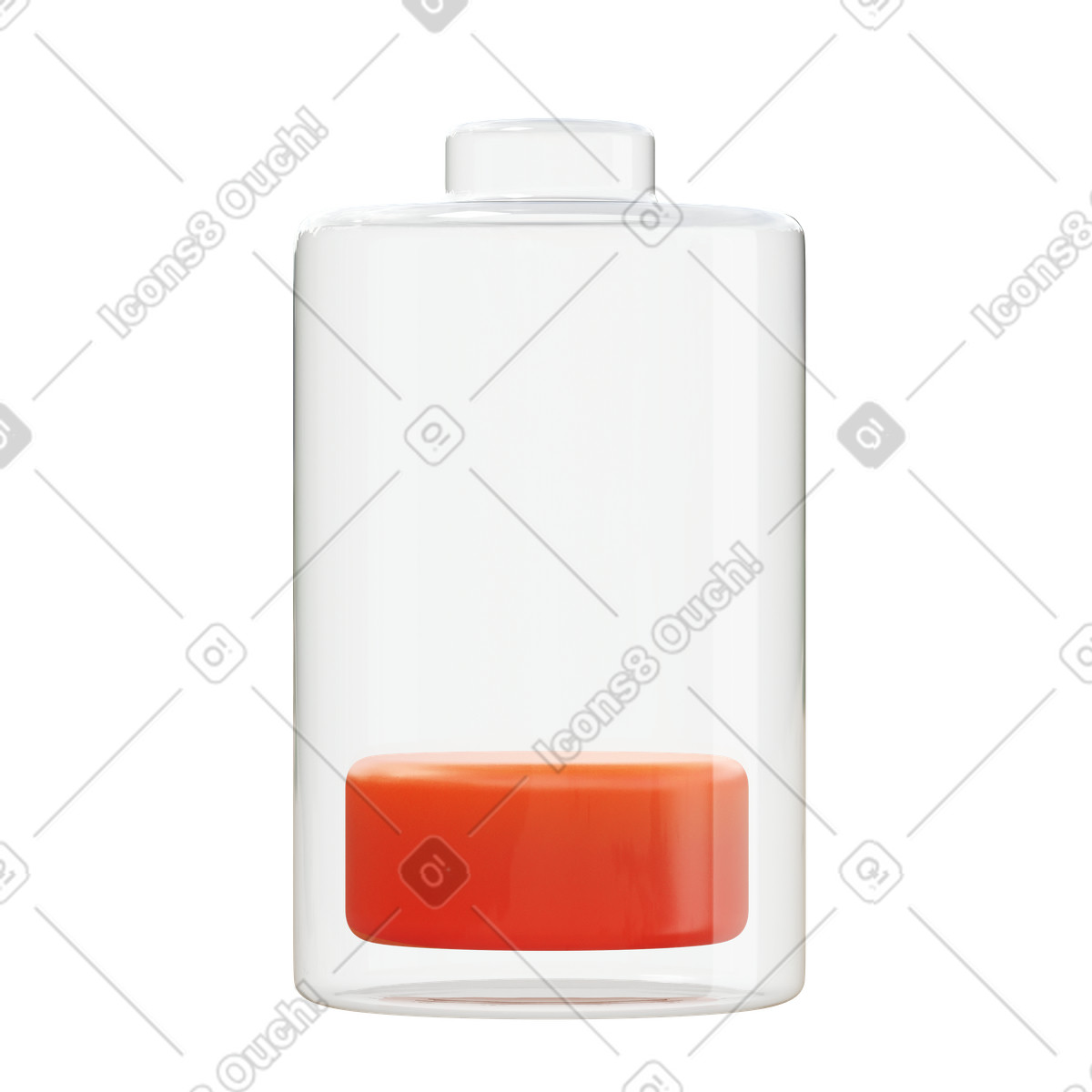 Illustration Niveau de batterie critique dans le style 3D Fluency à télécharger aux formats PNG, SVG