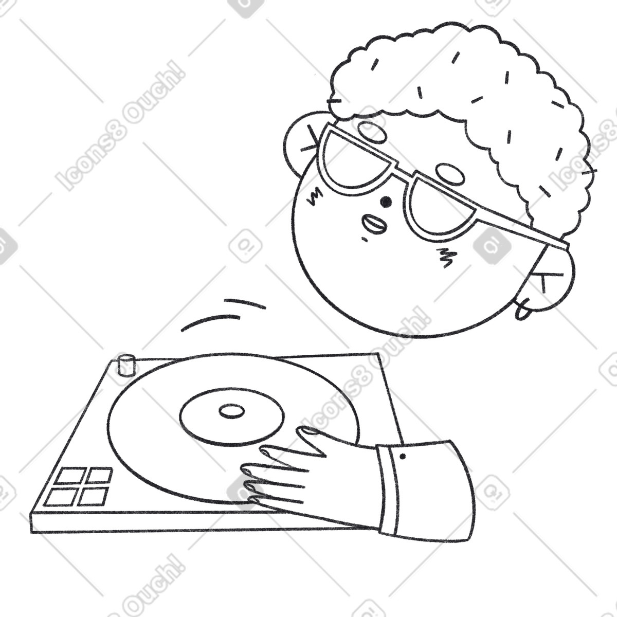 Bonbon Line スタイルの 音楽セットアップの背後にある dj のイラストをPNG、SVG形式でダウンロード