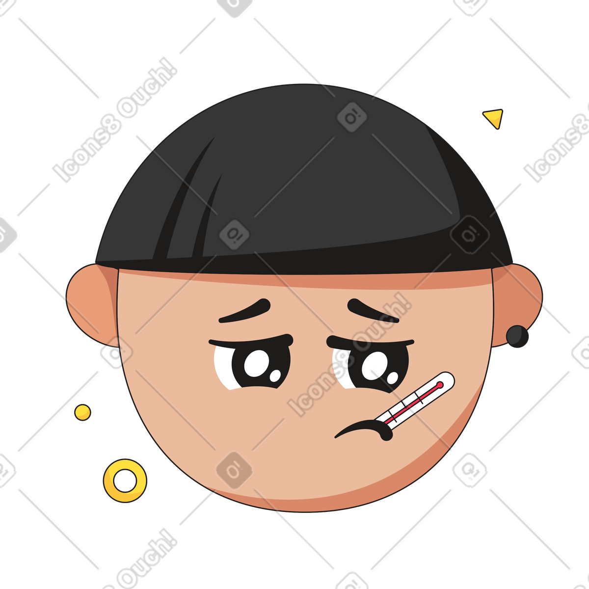 Illustration Visage avec thermomètre dans le style Moji à télécharger aux formats PNG, SVG