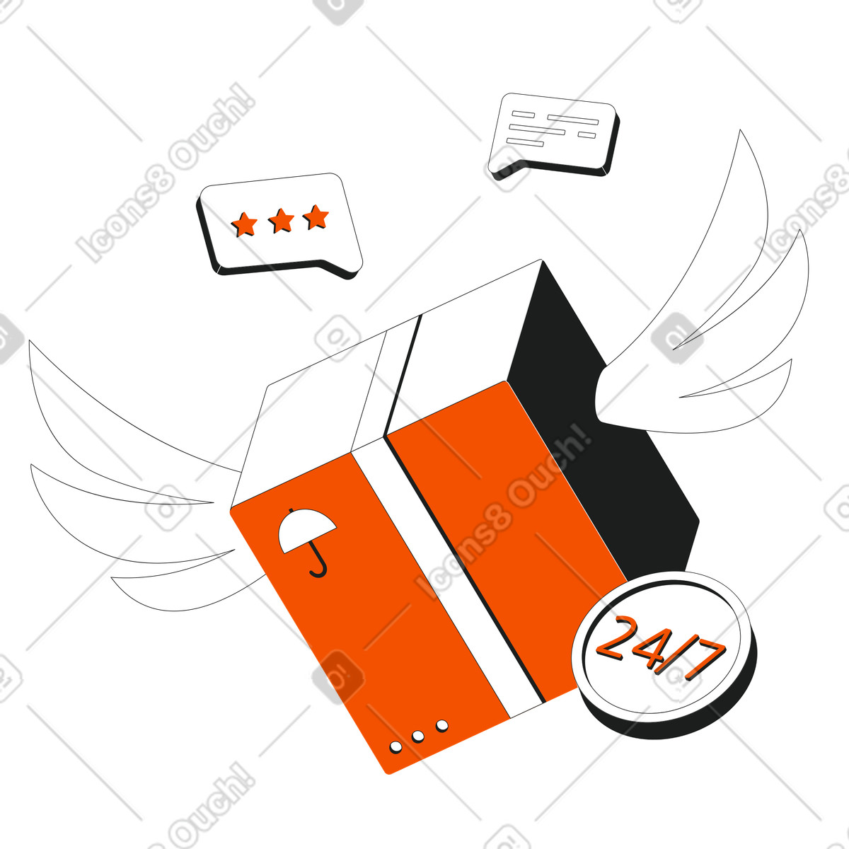 Fast contactless round the clock delivery illustration in Strict style download in PNG, SVG