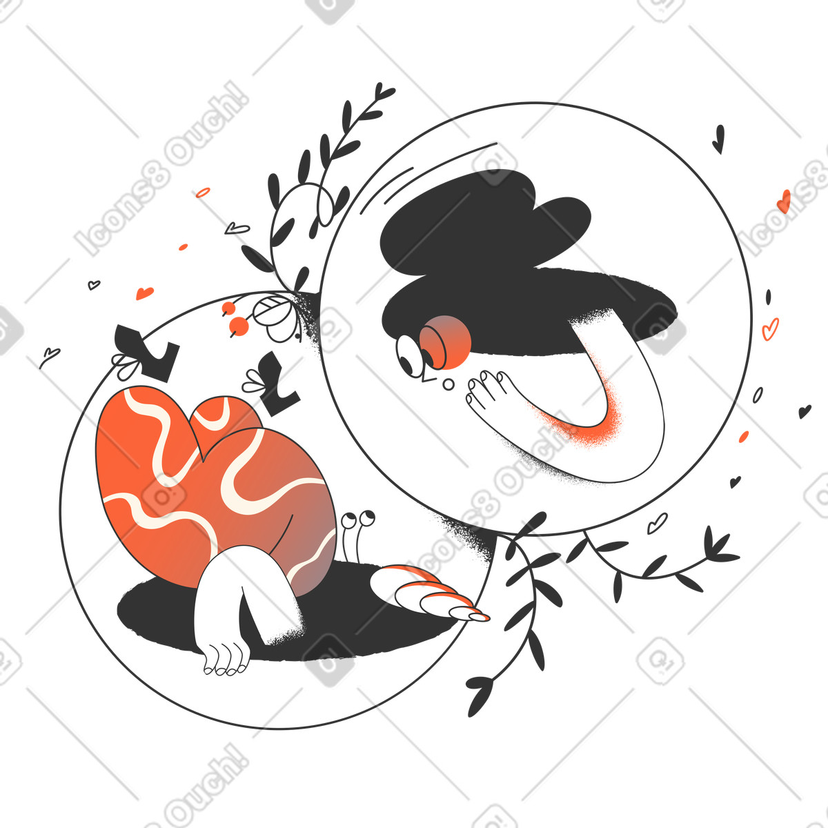 Curious woman going into a portal  illustration in PNG, SVG