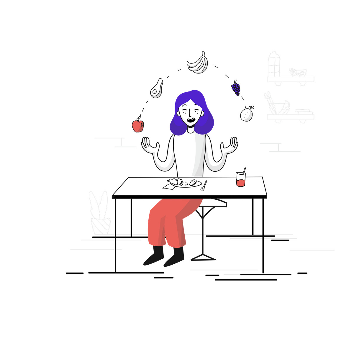 Pixeltrue 스타일의 건강한 식생활 일러스트레이션 PNG, SVG 다운로드